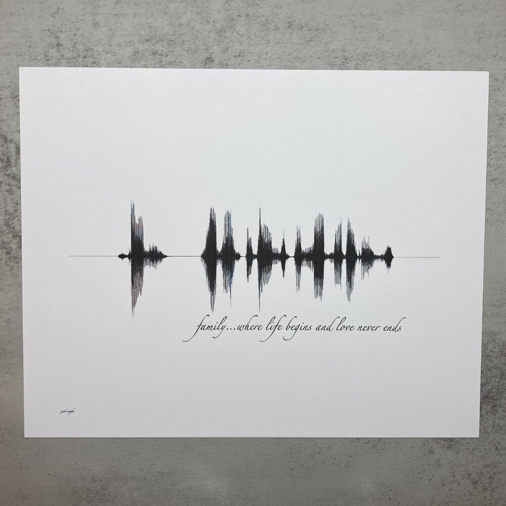 NEW Family Where Life Begins Soundwave Wall Art Print 8x10in Black White Modern